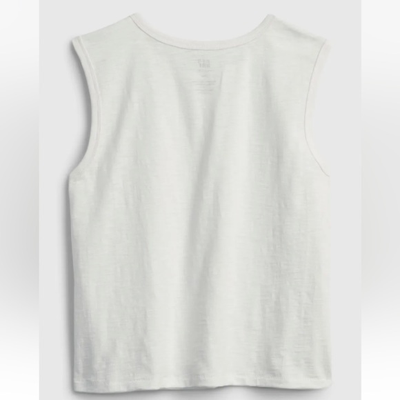 2 PK Gap Teen Kids 100% Organic Cotton Boxy Cropped Tank Top White Soft Knit M 8 - Picture 3 of 5